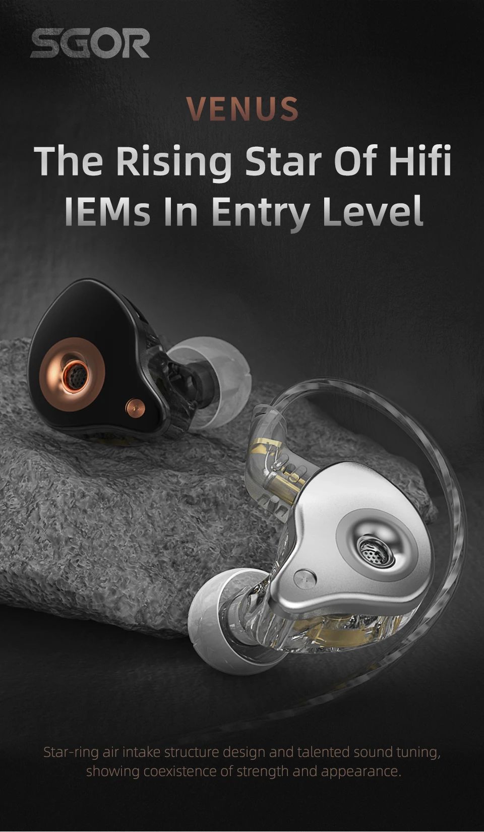 SGOR VENUS HIFI In Ear Earphones Dynamic Headphones IEM Monitor Earbud Super Bass Headset Noise Cancelling For KZ Castor EDX PRO
