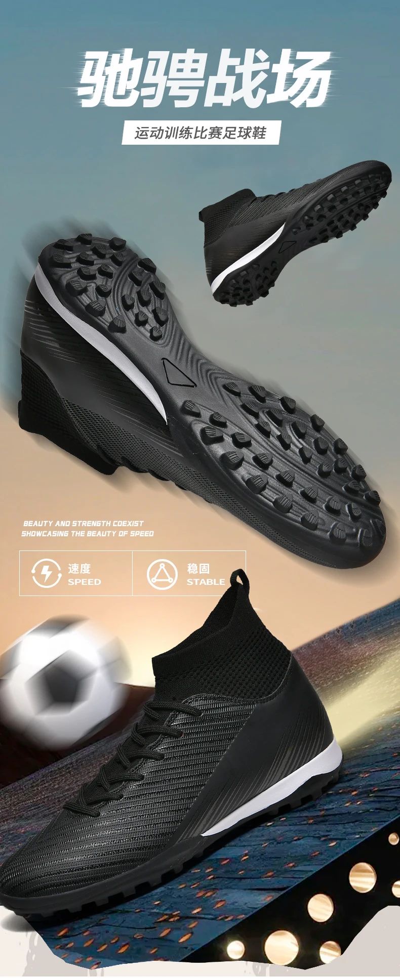 Men Fast Soccer Shoes Professional TF/FG Indoor Futsal Football Field Boot Unisex Society Cleats Long Spikes Sneaker Comfortable