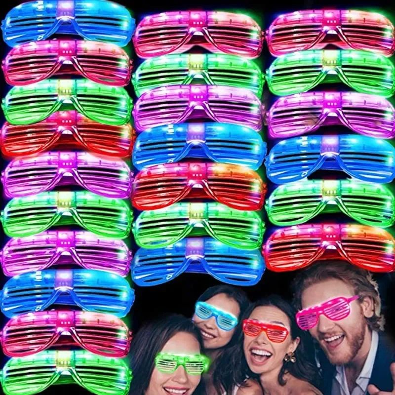 Light Up LED Shutter Glasses Party Sunglasses Glow in The Dark Neon Blinds for Rave Christmas Birthday Wedding  Party Decoration