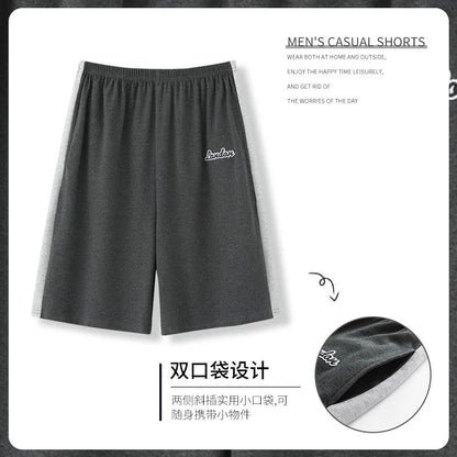 Summer new style solid color pajama pants adluts home loose cotton pajama men's sleep bottom elastic waist breathable shorts