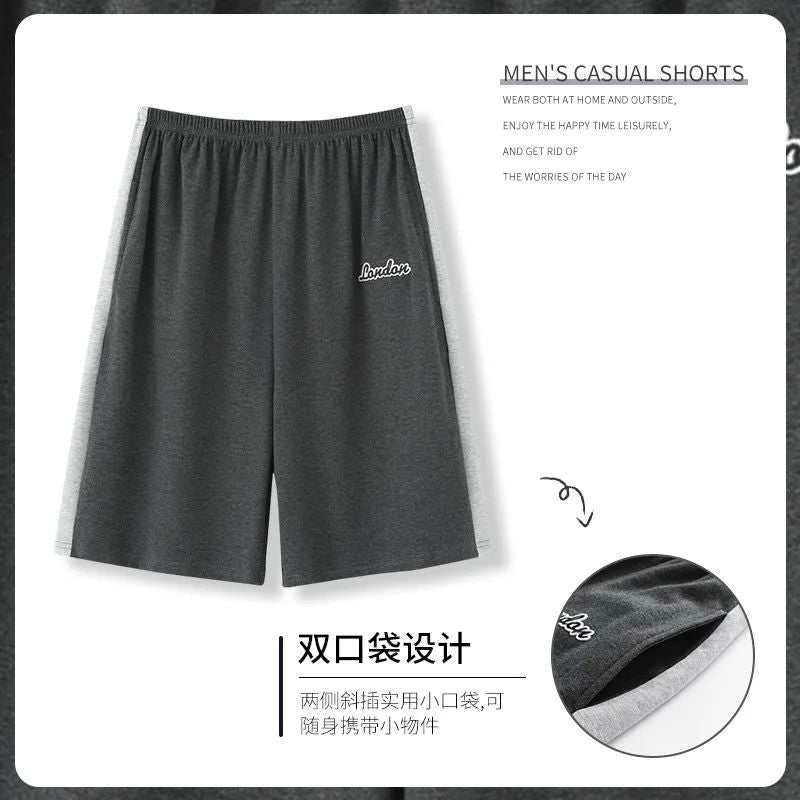 Summer new style solid color pajama pants adluts home loose cotton pajama men's sleep bottom elastic waist breathable shorts
