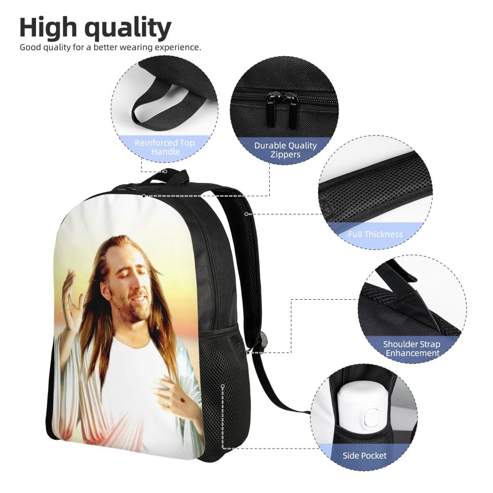 Custom Nicolas Cage Meme Laptop Backpack Women Men Basic Bookbag for College School Student Funny Bags