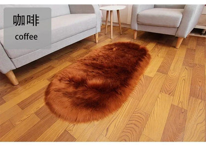 Super Soft Plush Oval Rug Mat Fluffy White Carpets for Living Room Home Decor Bedroom Kid Room Decoration Salon Thick Pile Rug