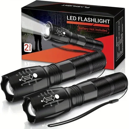 High Power T6 LED Flashlights Camping Torch 5 Light Modes Zoom Light Aluminum Alloys Waterproof Material External 18650 Battery