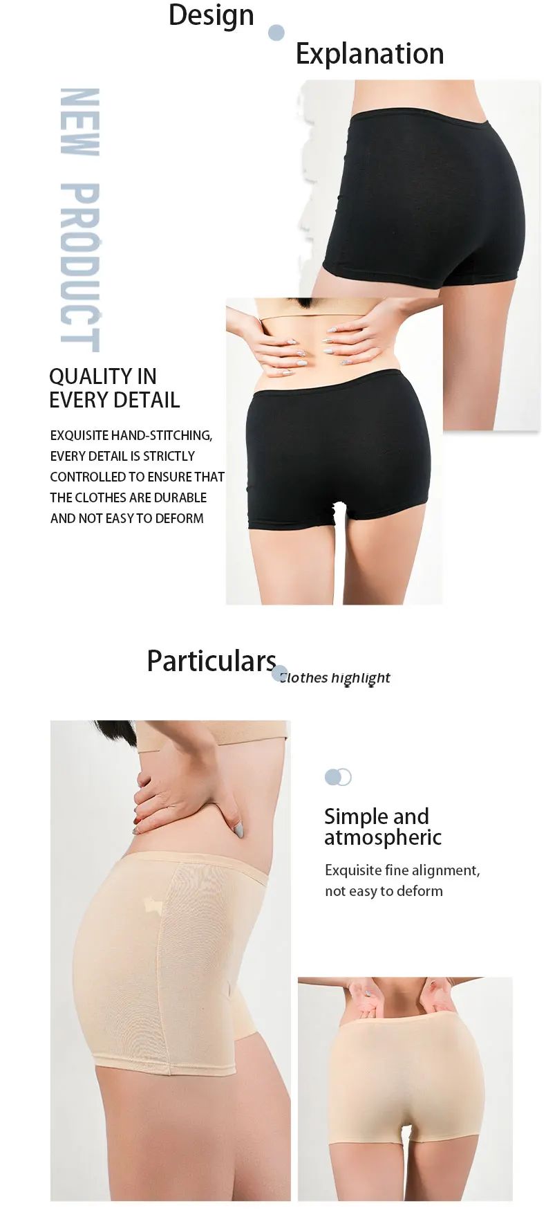 Women Safety Panties Boxer Shorts Female Ladies Seamless Underwear Woman Underpants Panty Pants Black Beige Protective Boyshorts