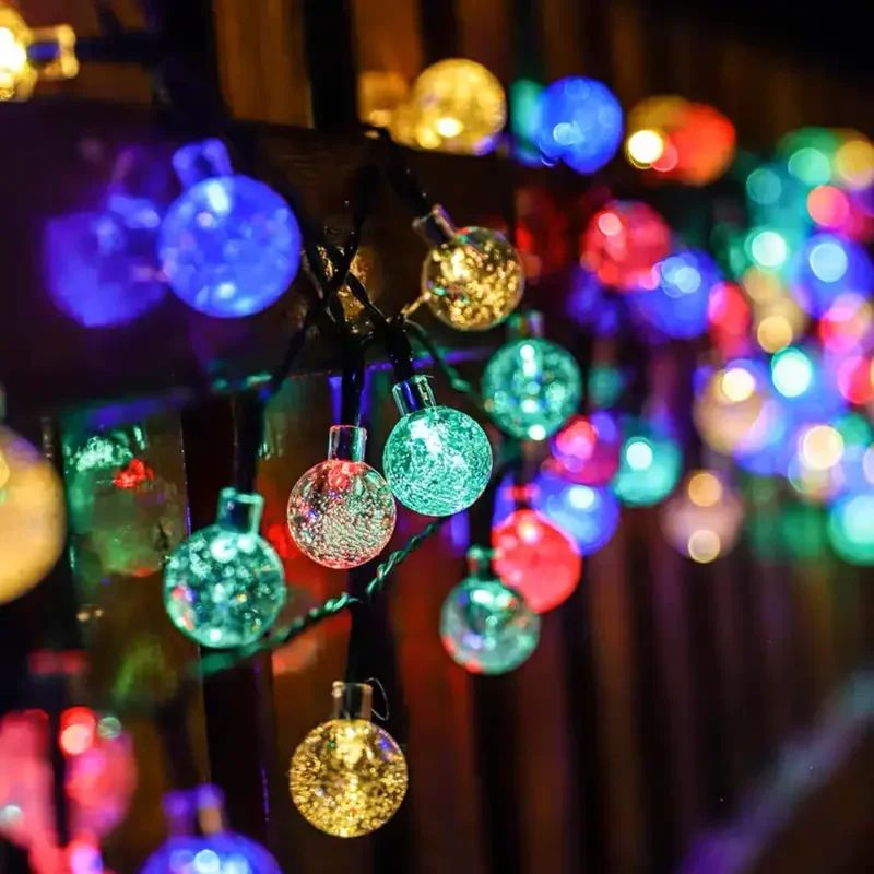Solar Crystal Globe LED String Lights 60 LED 8 Lighting Modes IP65 Fairy Light Christmas Garland For Garden Party Decor 1pc/2pcs