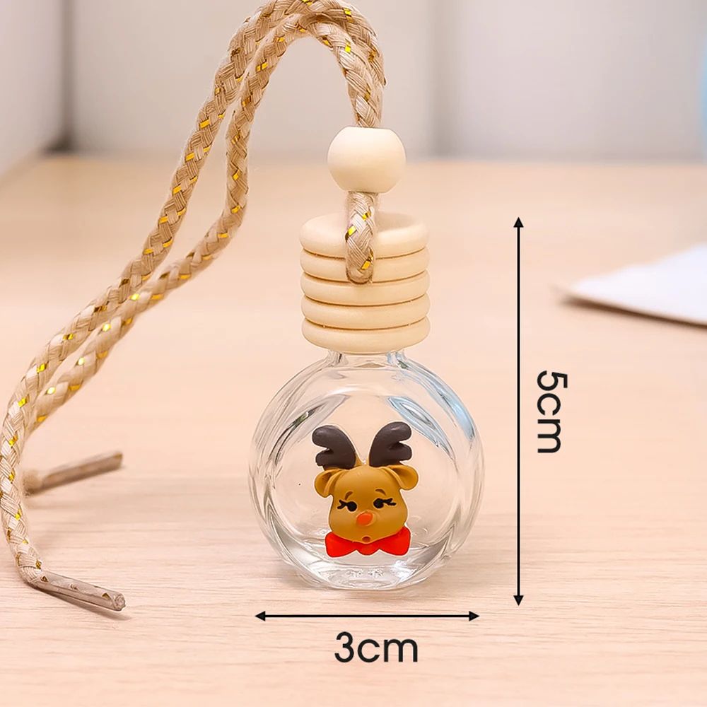 Pingente de Frasco de Perfume de 10ml Decoração de Espelho Retrovisor de Carro de Natal Frasco de Vidro Vazio Frasco de Óleo Essencial para Aromaterapia