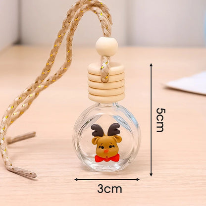 Pingente de Frasco de Perfume de 10ml Decoração de Espelho Retrovisor de Carro de Natal Frasco de Vidro Vazio Frasco de Óleo Essencial para Aromaterapia