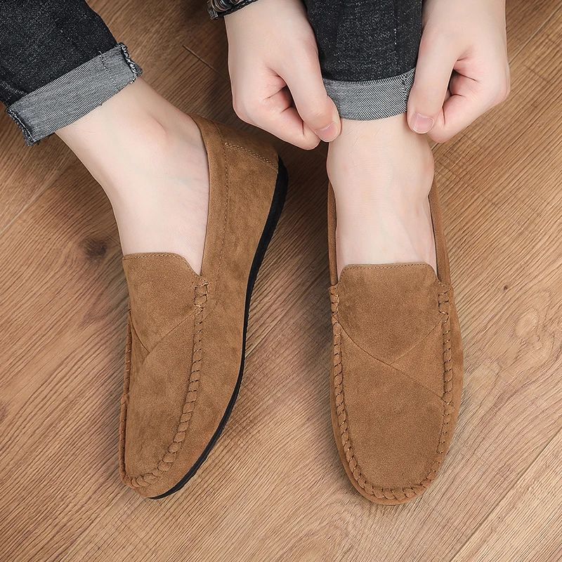 Fashion Suede Men Casual Shoes Male Lazy Shoes Breathable Comfort Slip-on Mens Driving Shoes Luxury Brand Loafers Moccasins