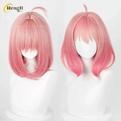Pronta Entrega Anya Forger Peruca Sintética Anime Curta 37cm Rosa Gradiente Perucas de Cosplay Com Acessórios de Cabelo Resistente ao Calor Perucas de Halloween
