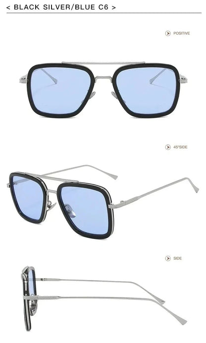 Tony Stark Sunglasses Iron Man Sun Glasses Vintage Square Metal Frames Men Sun Glasses Women's Driving Eyewear UV400 Glasses