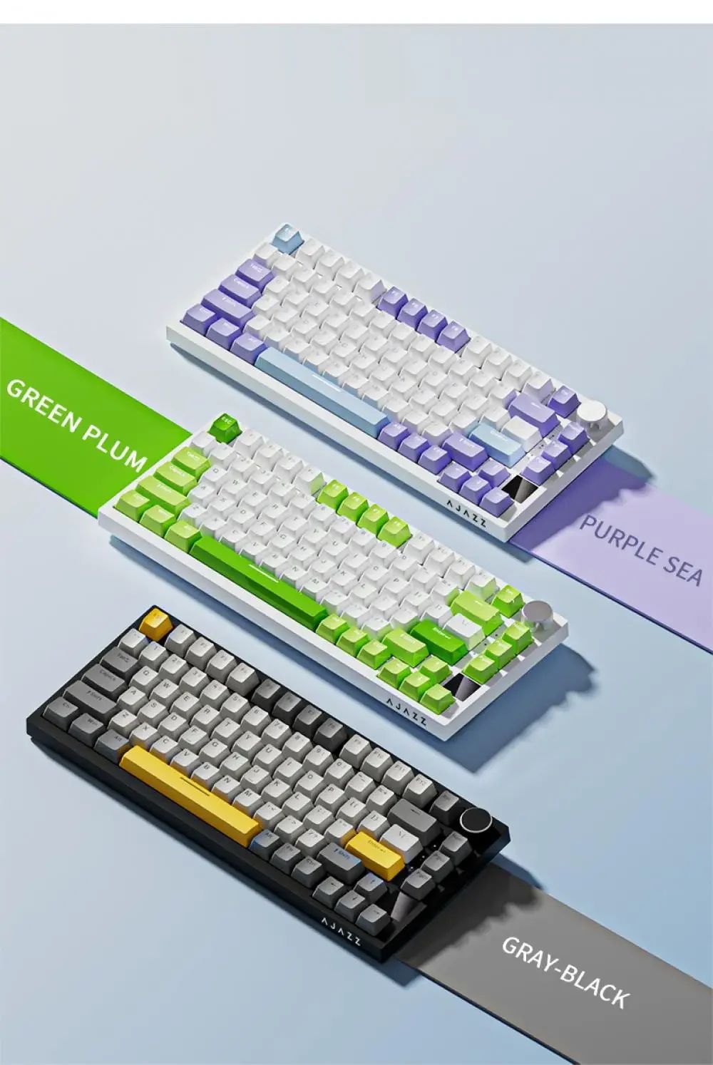 Teclado Mecânico Ajazz Ak820 USB com Fio 75% Luz Branca Gasket Teclas Hot Swap Completas Teclado Gamer Esports Personalizado para PC Notebook