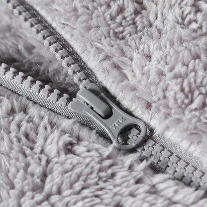 Thickened Fleece Jacket Women's Outdoor Spring Autumn Winter Double-Sided Sweatshirt Open Cardigan Polyester Fiber Stand Collar