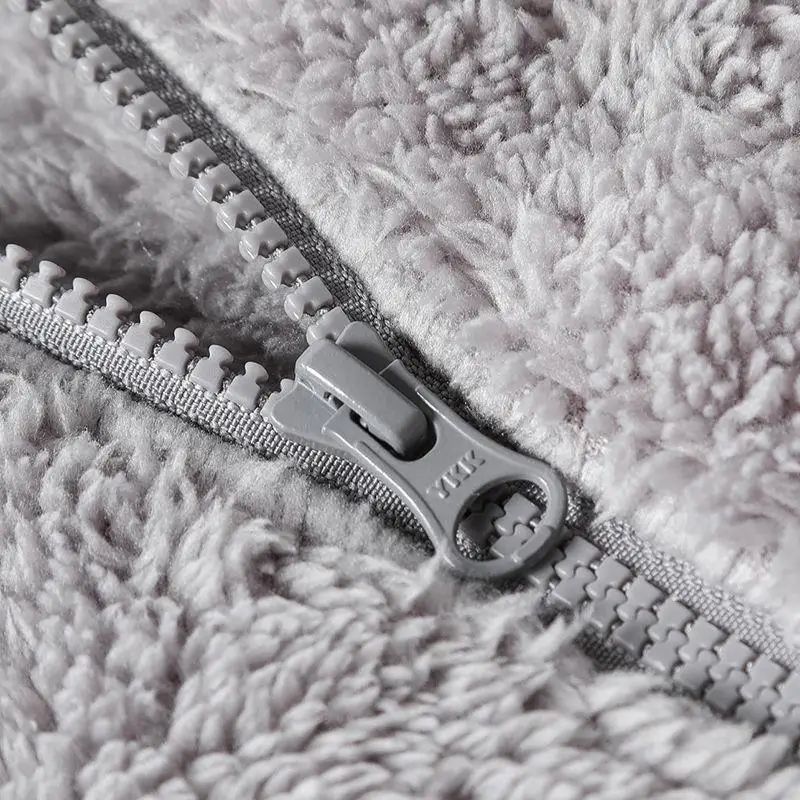 Thickened Fleece Jacket Women's Outdoor Spring Autumn Winter Double-Sided Sweatshirt Open Cardigan Polyester Fiber Stand Collar