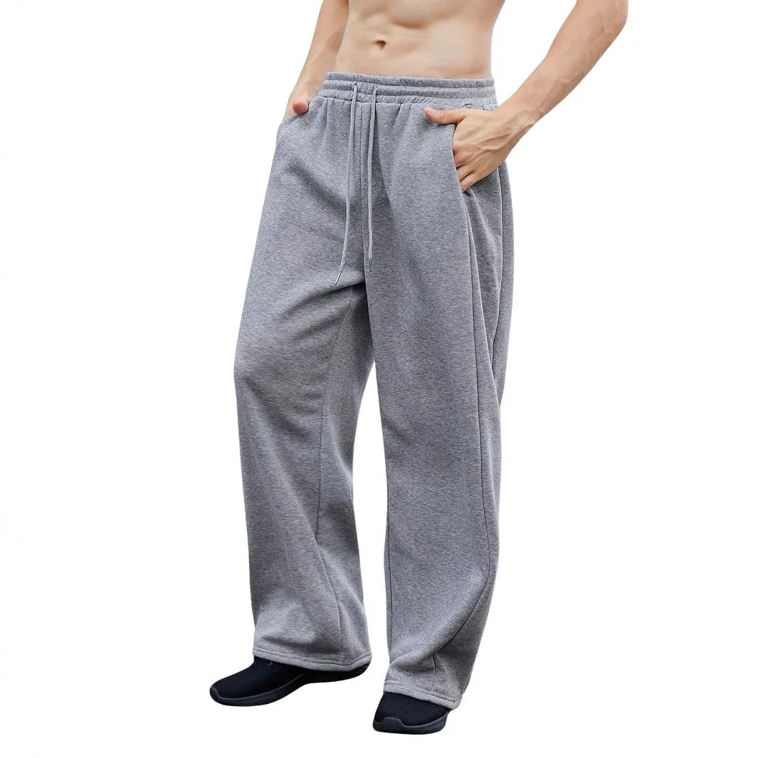 2025 men's wide leg sweatpants, European and American men's and women's sweatpants, waist drawstring straight leg loose casual s