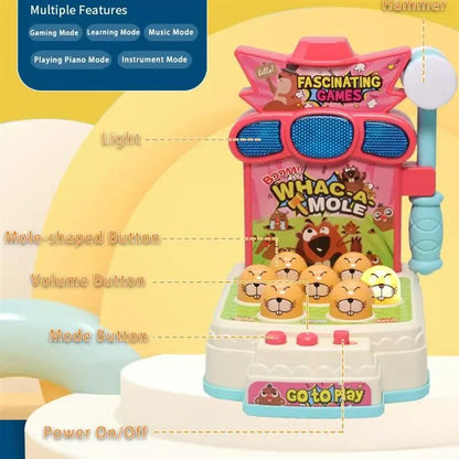Console de Jogos Iluminador para Bebês de 2024, Brinquedo Elétrico de Bate-toupeira com Música Interativa para Educação Infantil