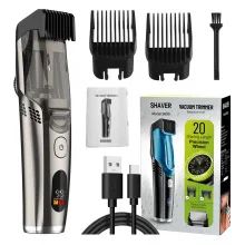 Vacuum Beard Trimmer for Men, Adjustable Length with 2 Comb (1-20mm), Electric Vacuum Trimmer for Beard, Mustache, Stubble