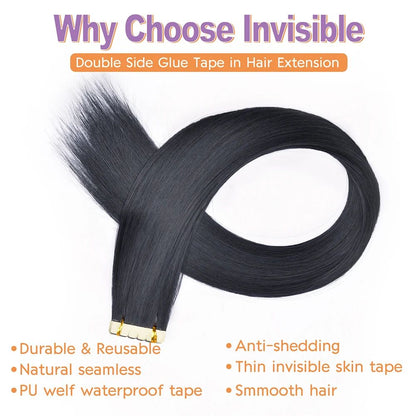 Straight Tape in Hair Extensions Natural Hair Extensions Mini Tape ins Invisible Seamless Blonde Silky Natural Tape ins For Wome
