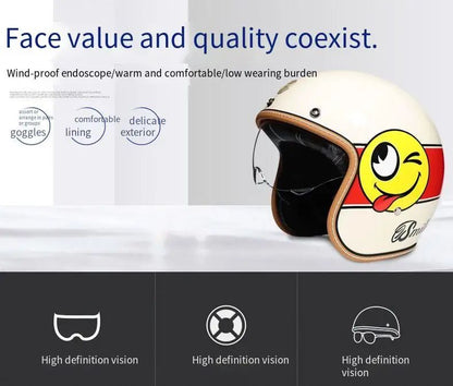 Retro Half Helmet for Motorcycle & Electric Vehicle - Unisex Universal Fit with Personalized Designs
