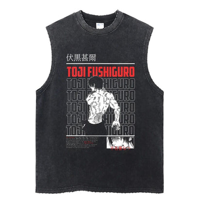 Luffy printed anime fitness vest summer new men s vest Y2k women s washed casual sleeveless shirt streetwear Harajuku