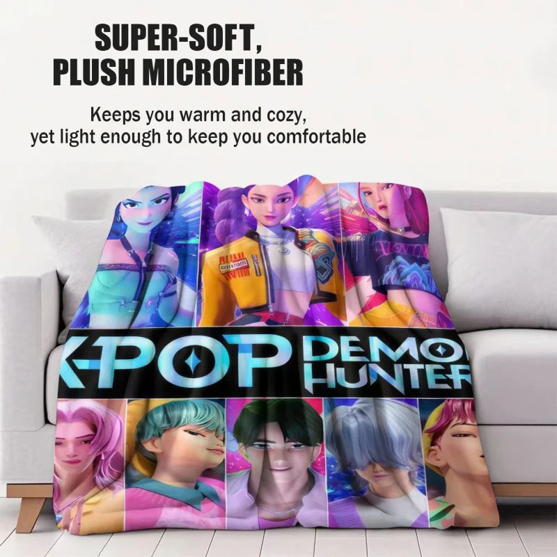 1 cobertor de flanela k-pop Demon Hunters Huntrix Cobertor macio e quente de qualidade Cobertor de inverno infantil para sofá cama Macio e fofo