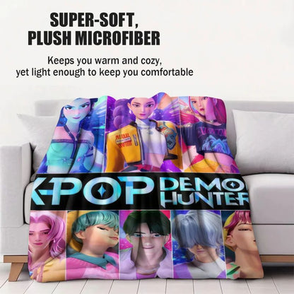 1 cobertor de flanela k-pop Demon Hunters Huntrix Cobertor macio e quente de qualidade Cobertor de inverno infantil para sofá cama Macio e fofo