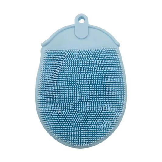 1 unidade de escova de massagem de silicone com gancho macio, esfoliante, luvas de banho, escova de limpeza para bebês, esfoliante de banho, removedor de bolhas