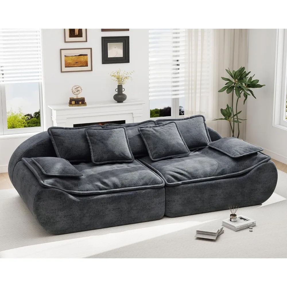 87'' 3-Seater Sectional Sofa Modular Comfy Loveseat with Throw Deep Seat Small Sofa for Compact Space - Perfect for Cozy Living
