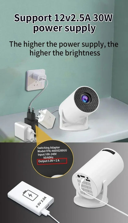 Projetor Portátil 2025 HY300 Ultra 4K Ultra HD 300ANSI Android 11 BT5.4 Foco Eletrônico Alto-falante Embutido Para Home Theater