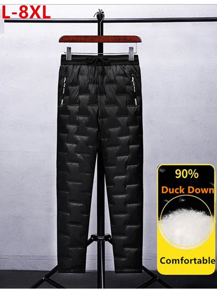 Calças Masculinas de Pena de Pato para Exterior, Acolchoadas, Inverno, 8GG, 7GG, 6GG, Jogger, Quente, Impermeável, Térmica, Tamanhos Grandes, Roupas Resistentes ao Frio