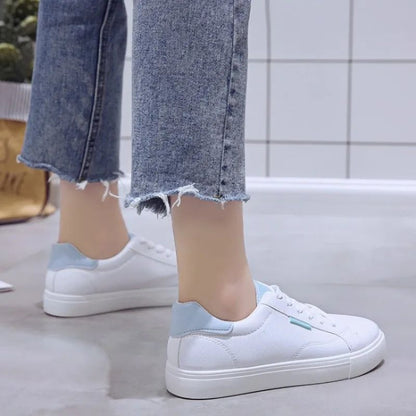 Tênis Feminino Designer Respirável Estudantes Sapatos Esportivos Casuais Sapatos De Couro Pu Brancos Femininos Sapatos Vulcanizados