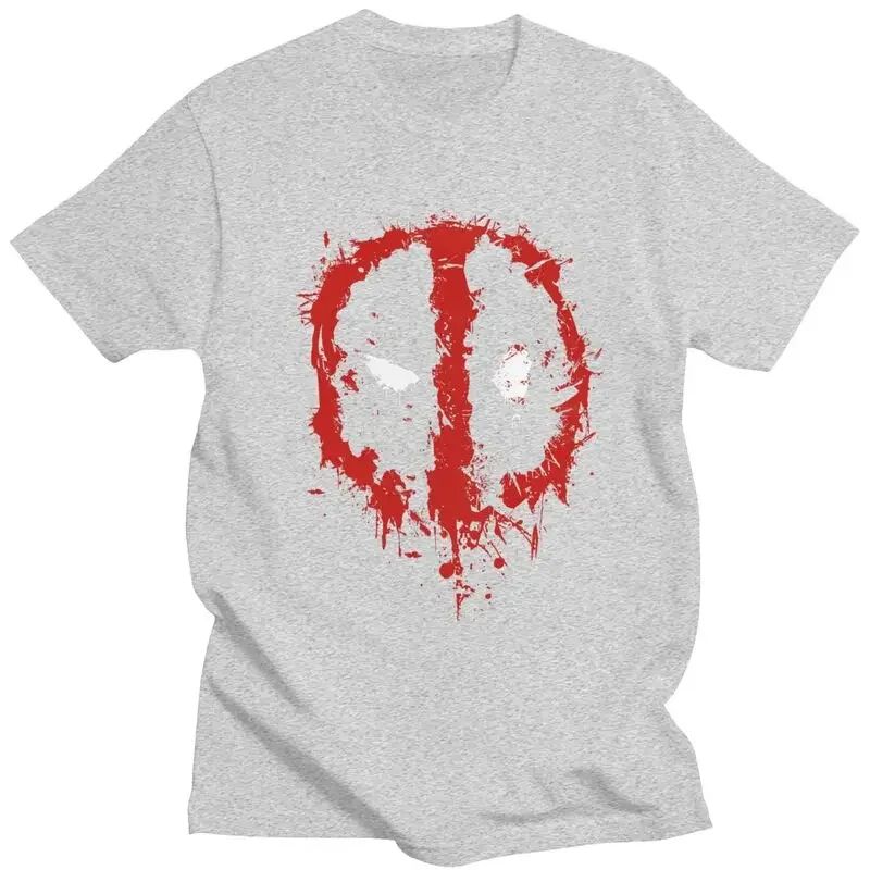 T-Shirts Kawaii Deadpool Splatter T Shirt Men Short Sleeved T-shirt Casual Tee Cotton Slim Fit Tshirt Merch Hale Spring Summer
