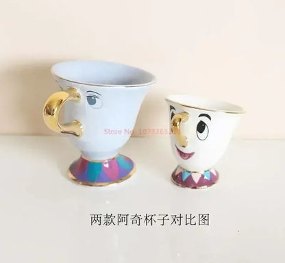 Disney Teapot Cute Cartoon Beauty And The Beast Coffee Pots Mug Mrs Potts Chip Cup Tea Cup Pots One Tea Set Droshipping Desk Gif