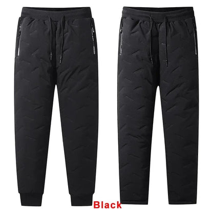 7xl Winter Down Cotton Pants Men's Casual Waterproof Zipper Pocket Thickened Wool Warm Pants Jogger Outdoor Cold-proof Ski Pants