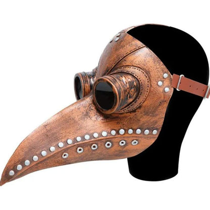 Adults Halloween Leather Plague Doctor Mask Adjustable Strap Gothic Punk Lens Glasses for Steampunk Cosplay Bird Beak Mask