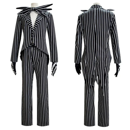 Jack Cosplay Skellington Cosplay Costume for Adult Men Fantasia Jacket Pants Outfit Man Halloween Carnival Party Disguise Suit