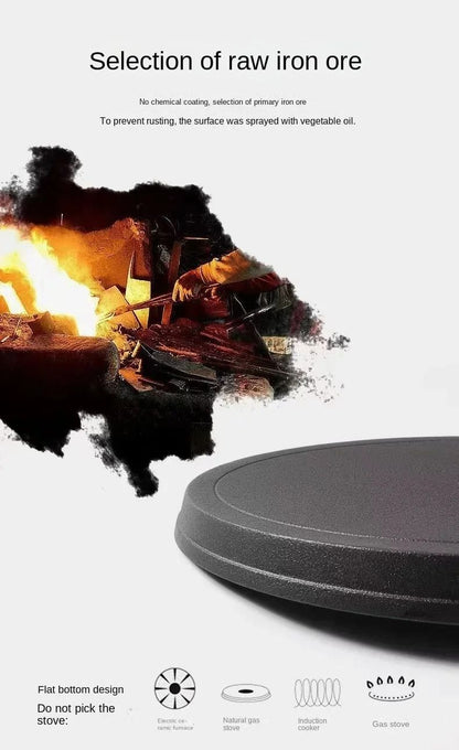 26cm Cast Iron Frying Pan Uncoated Non-stick Egg Pancake PanCrepe Maker Steak Frying Pot Gas Induction Cooker Kitchen Cookware