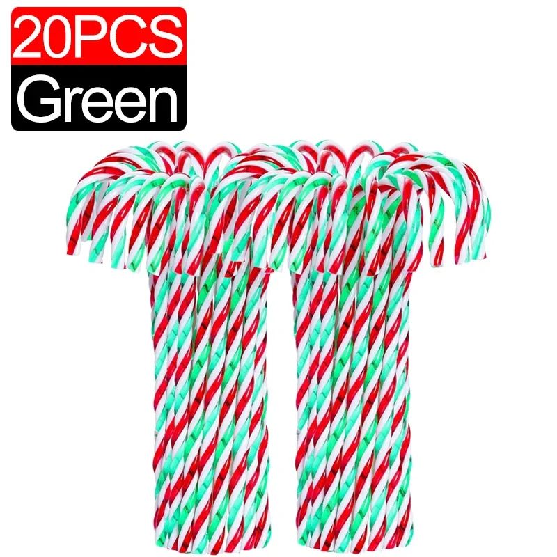 Acrylic Candy Cane Pendant Xmas Tree Twisted Crutch Hanging Ornament Happy New Year Christmas Party Home Decoration Red Green