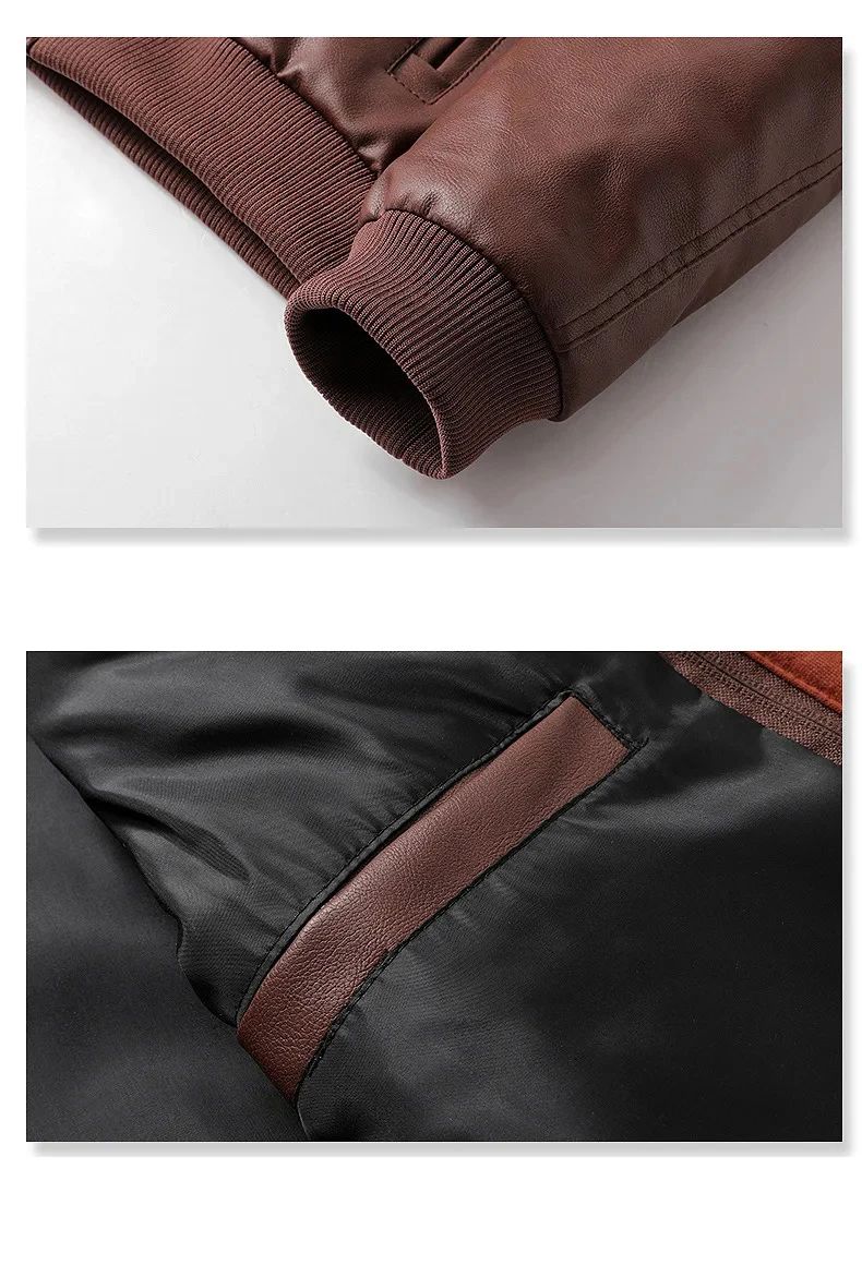 APPEARWAY Spring Antumn Men Brown Leather Motorcycle Jacket With Removable Hooded Male PU Jacket Coat EU Size High Quality
