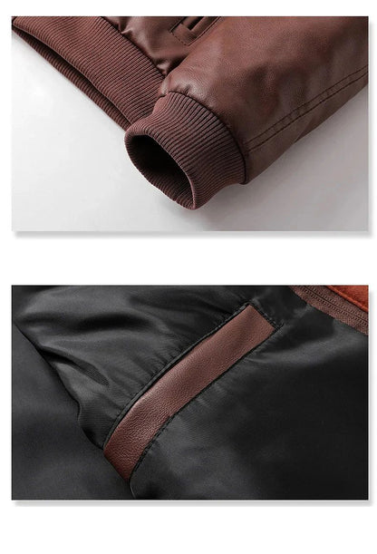 APPEARWAY Spring Antumn Men Brown Leather Motorcycle Jacket With Removable Hooded Male PU Jacket Coat EU Size High Quality