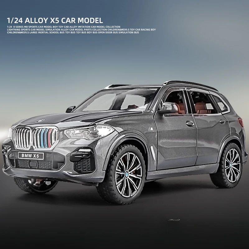1:24 BMW X5 Modelos Carros em Miniatura SUV 6 Portas Abertas Veículos Pneus de Borracha com Luz de Som Carro Brinquedos Educacionais Infantis