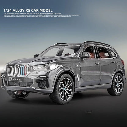 1:24 BMW X5 Modelos Carros em Miniatura SUV 6 Portas Abertas Veículos Pneus de Borracha com Luz de Som Carro Brinquedos Educacionais Infantis