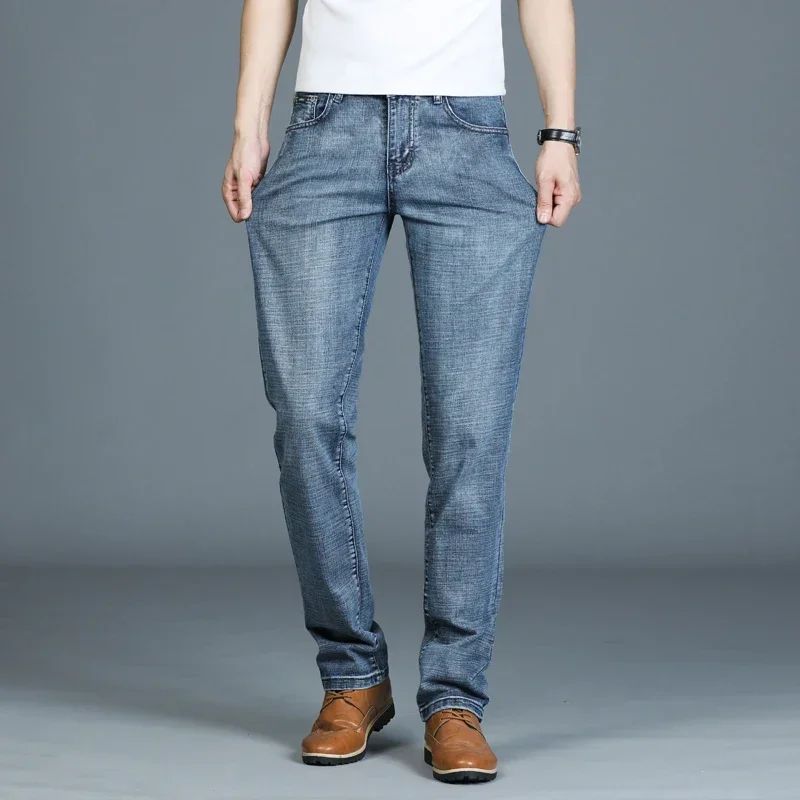 Mens High Quality Jeans Fashion Straight Denim Pants Men Classic Casual Jeans Male Plus Size Denim Trousers Ripped Jeans 28-40