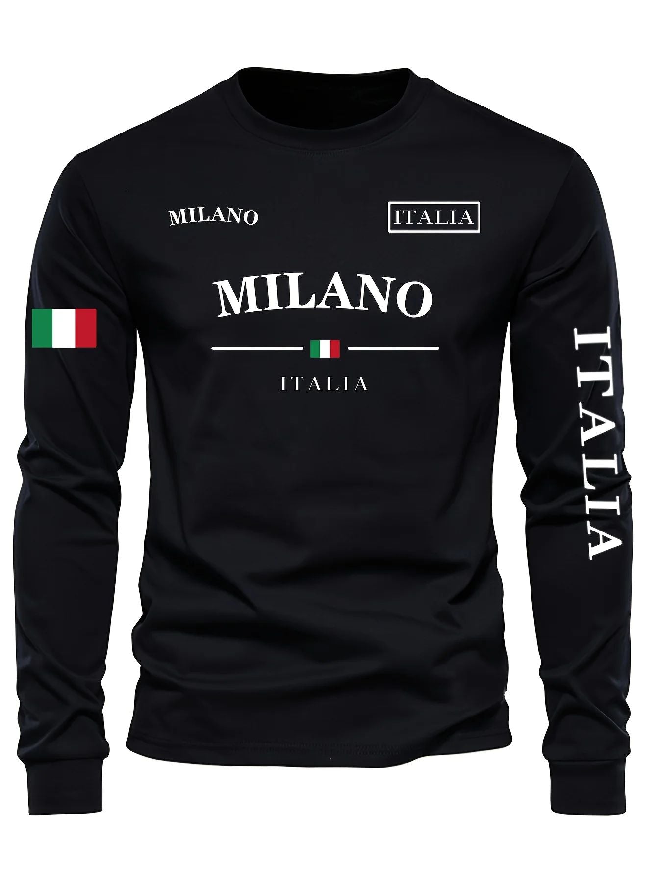 Camiseta Masculina Gola Redonda Esportes de Lazer ao Ar Livre Manga Longa Camisa de Outono Lavável na Máquina Versátil