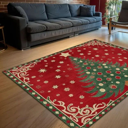 Christmas Luxurious Carpet Theme Indoor Area Living Room Mat Edge Large Mat Suitable for Bedroom Mats Window Sill Holiday Rugs
