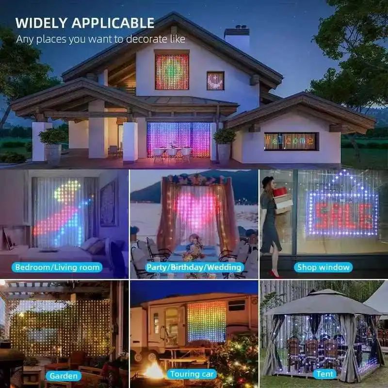 DC5V WS2812 Fairy Lights Curtain Led String RGBIC Led String Light Decor Dimmable Bluetooth APP Control for DIY Christmas Party