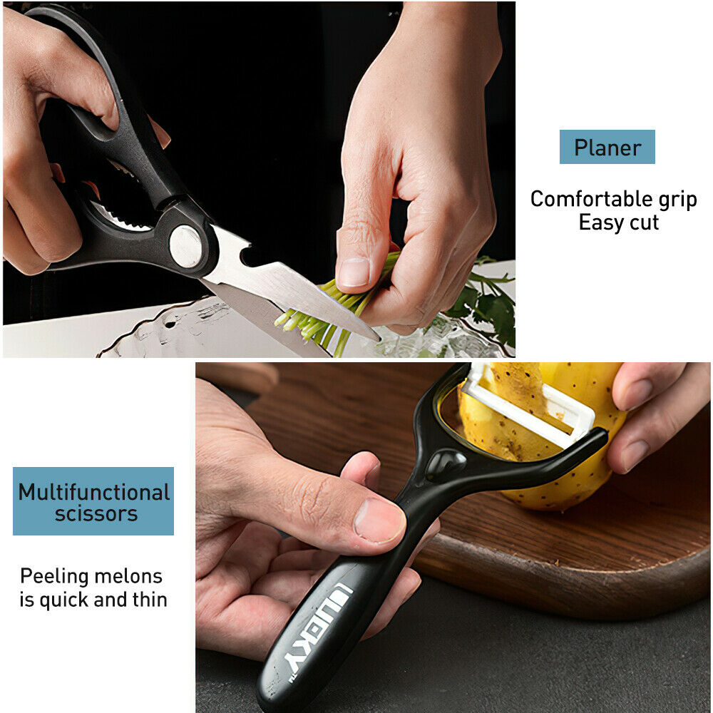 6Pcs/Set Kitchen Knives Set Stainless Steel Forged Kitchen Chef Knife Set Scissors Peeler Slicer Nakiri Paring Knife Gift Case