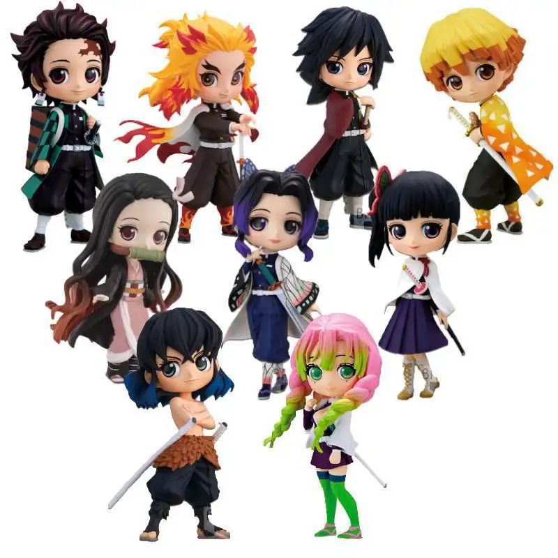 Boneco de 15cm Anime Demon Slayer Nezuko Tanjirou Zenitsu Inosuke Kyoujurou Shinobu Giyuu Qposket, Brinquedo Infantil, Presente de Natal