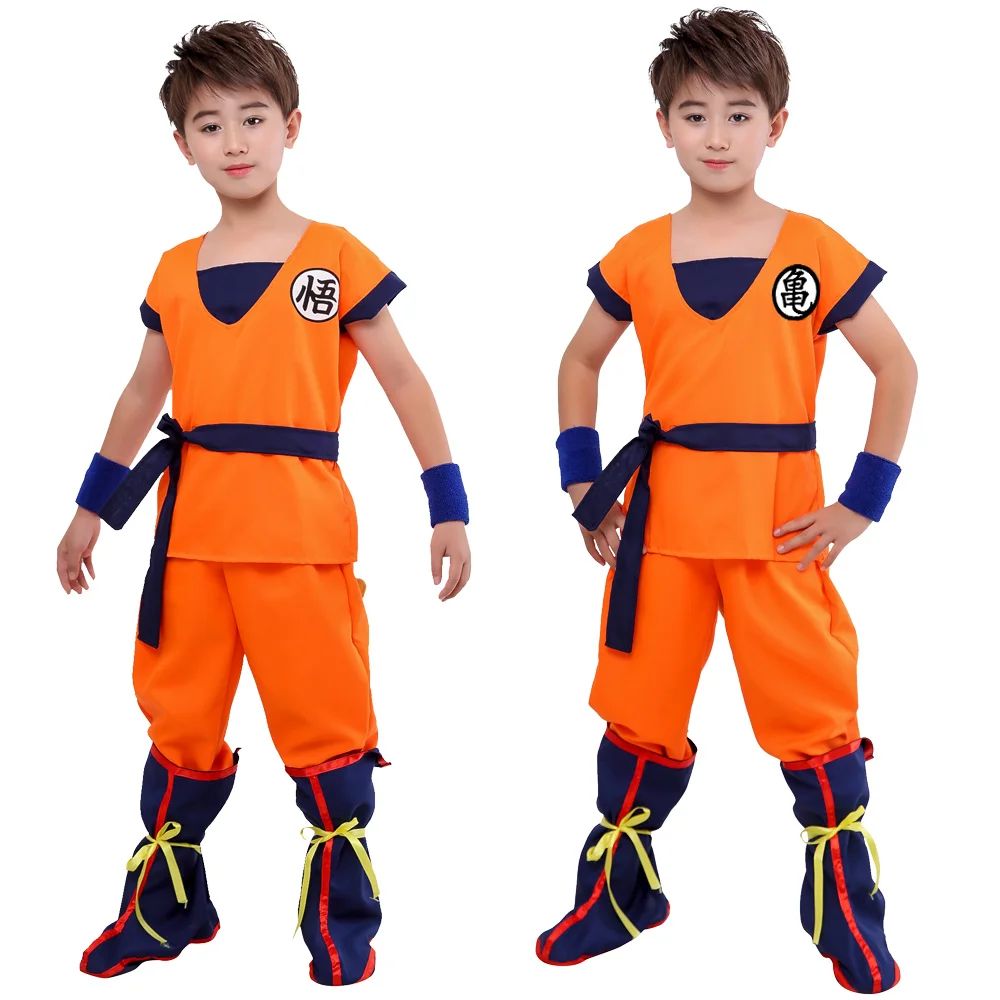 Adult Kids Son Goku Gui Carnival Cosplay Anime Costumes Halloween parties and Holiday Including Tail Wrist Wig Blue Gold Design