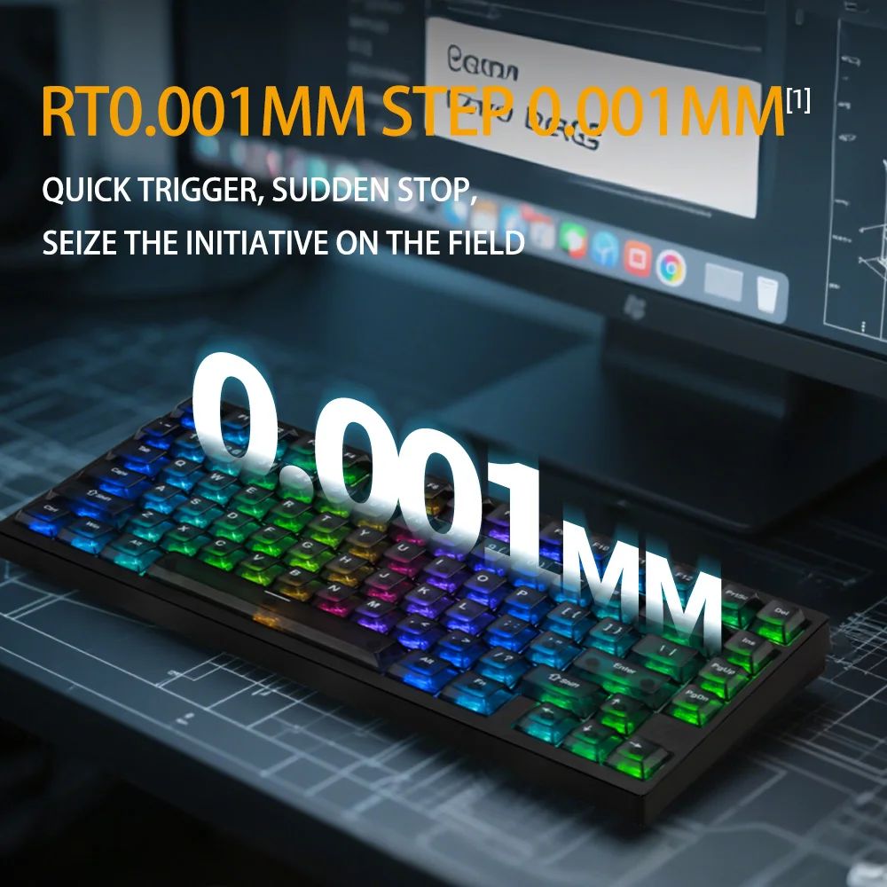 Teclado Gamer IROK MG75 PRO MAX 8K com Switch Magnético Acionamento Rápido de 0,005mm RT Teclado Mecânico com Hot Swap/SOCD/À Prova D'Água